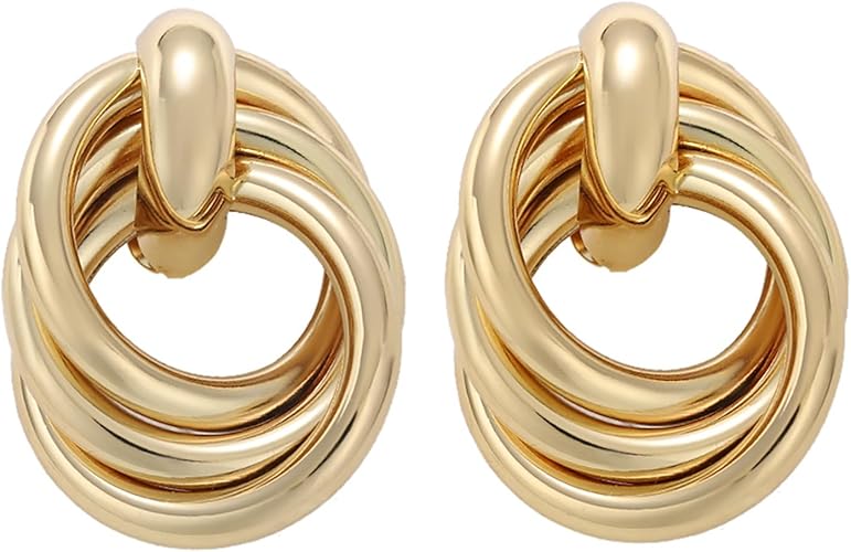 Geometric Gold Stud Earrings for Women