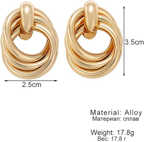 Geometric Gold Stud Earrings for Women