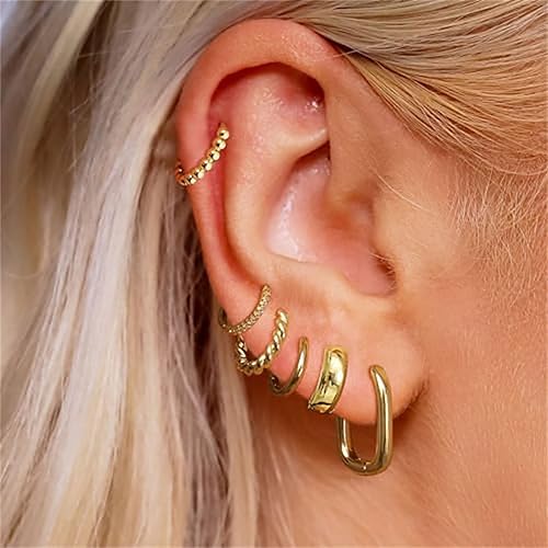 Small Gold Hoop Earrings 6 Pairs