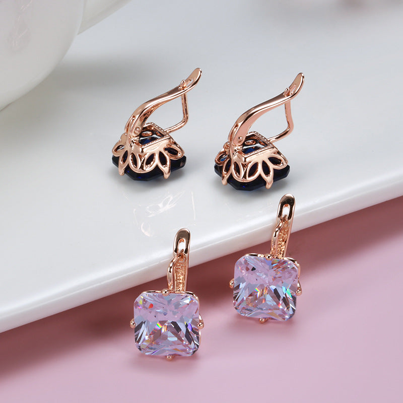 Blue Zircon Stone Earrings
