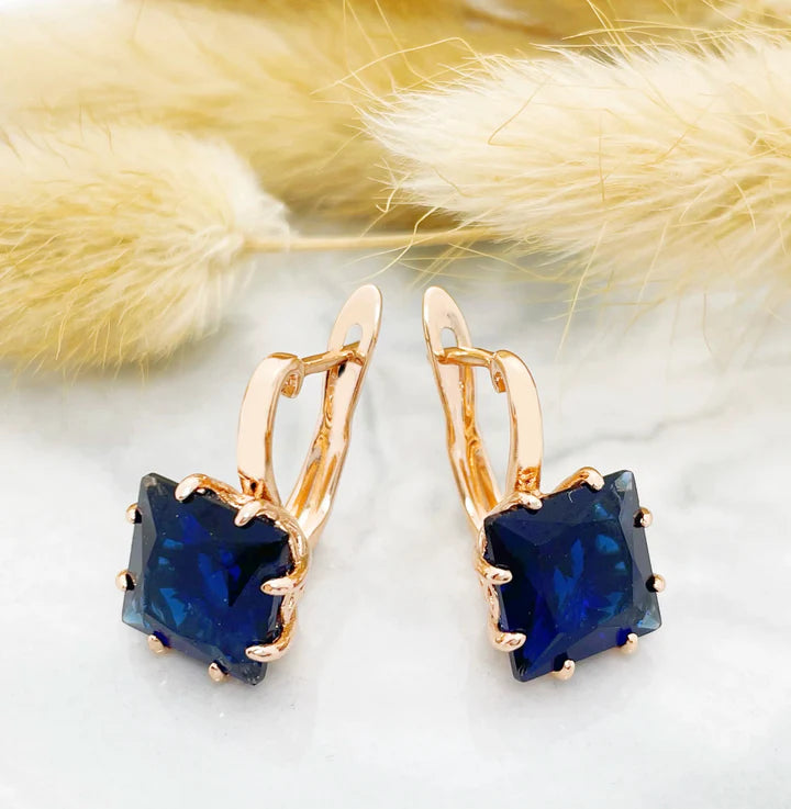 Blue Zircon Stone Earrings