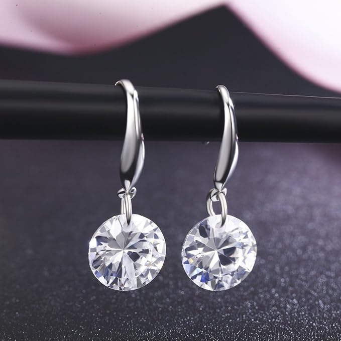 New Round Crystal Zircon Drop Earrings