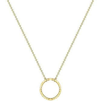 14K Gold Plated Circle Solitaire Diamond Necklace