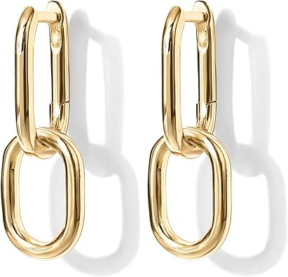 Paperclip Link Huggie Hoop Earrings