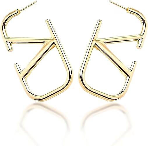 18K Gold V-Shaped Geometric Earrings