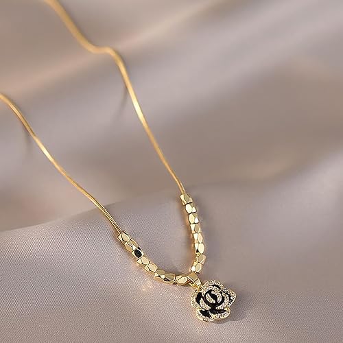 Black Rose Necklace for Women