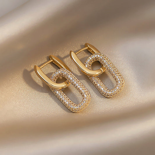 14K Gold Plated Paperclip Square Earrings