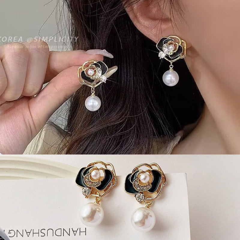 925 Silver Needle Imitation Pearl Earrings