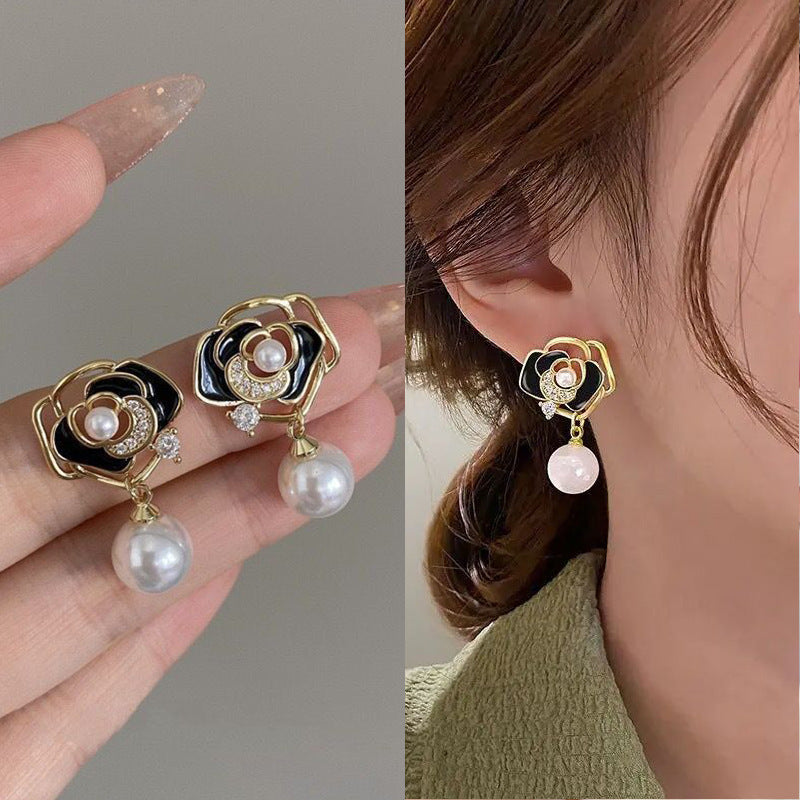 925 Silver Needle Imitation Pearl Earrings