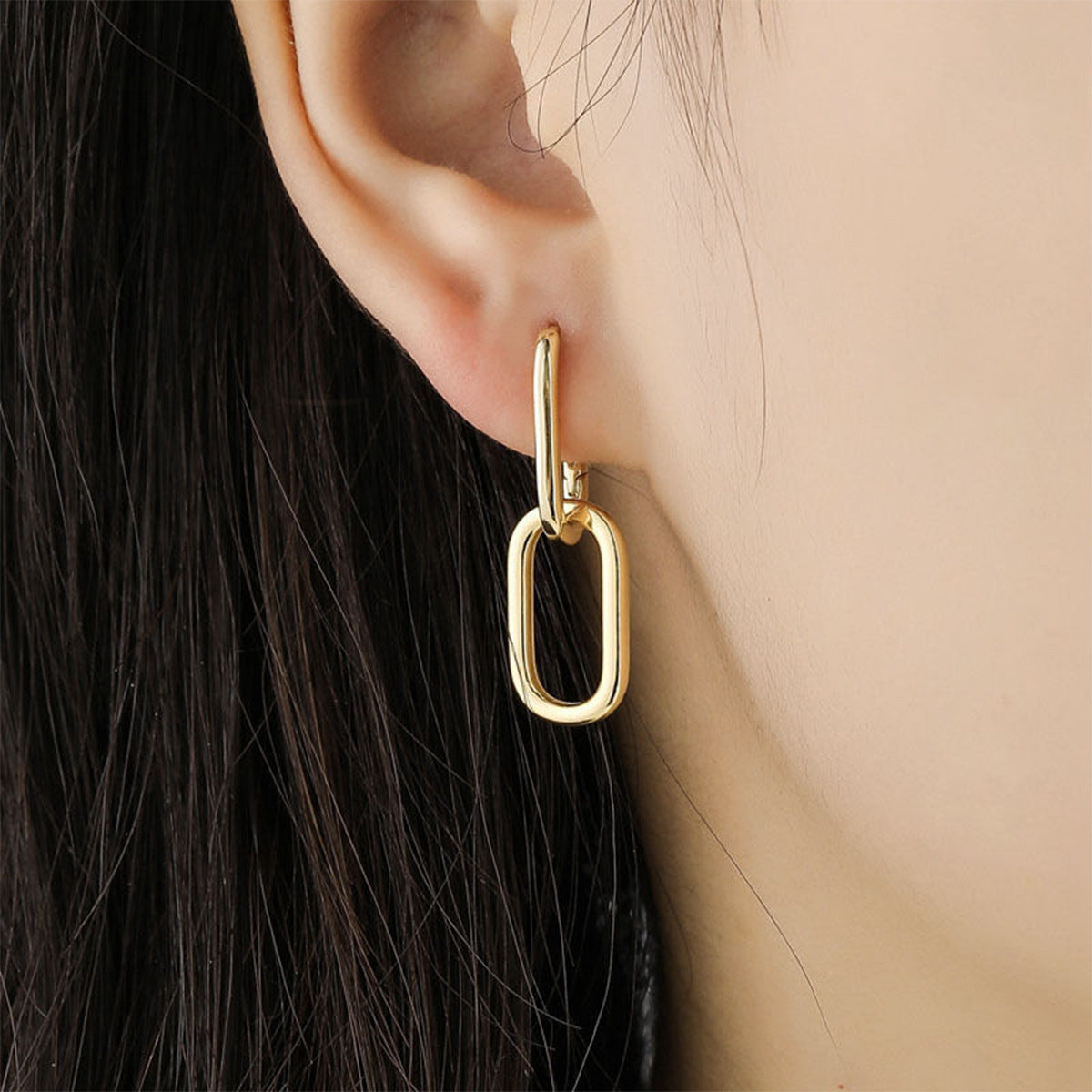 Paperclip Link Huggie Hoop Earrings