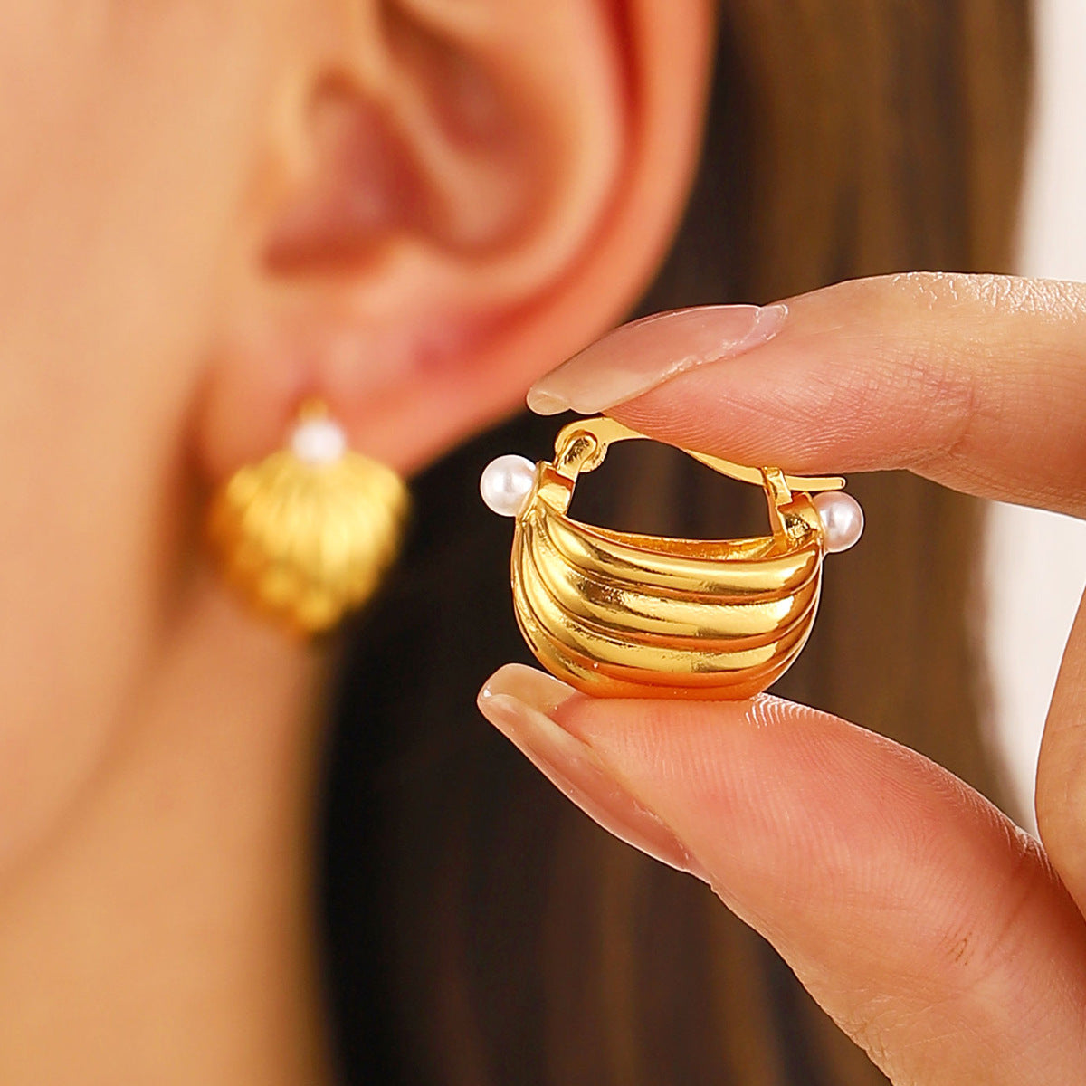 Basket  Gold/Silver  Hoops Earrings for Women