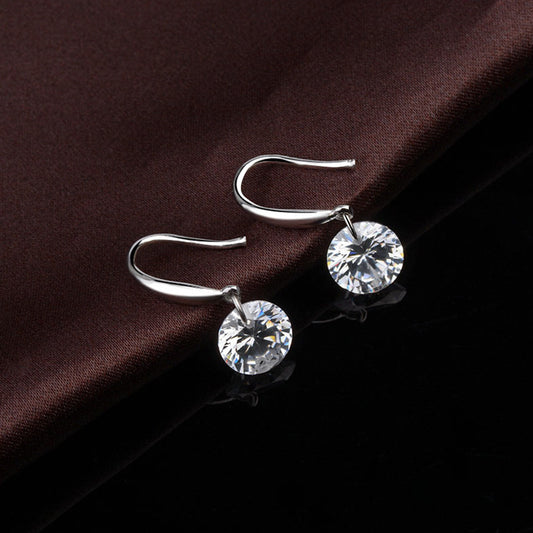 New Round Crystal Zircon Drop Earrings