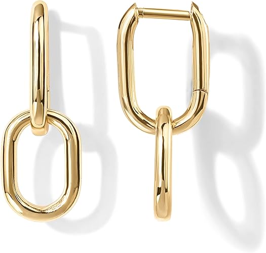 Paperclip Link Huggie Hoop Earrings