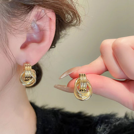 Vintage Geometric Metal Knot Earrings